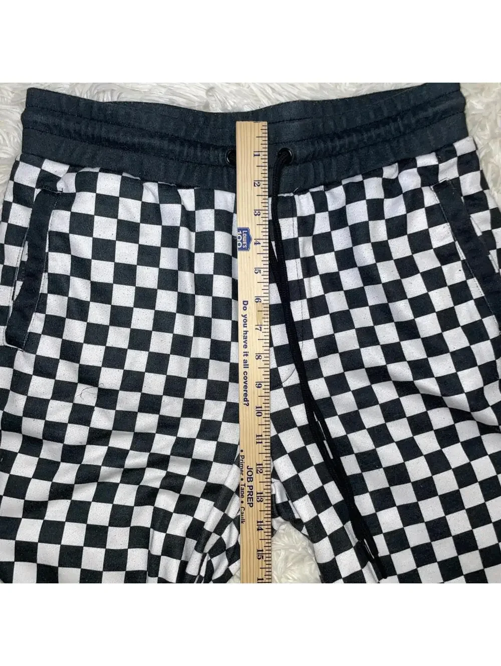 Forever 21 Men’s  Black & White Cotton Regular Fit Checkered Drawstring Shorts L